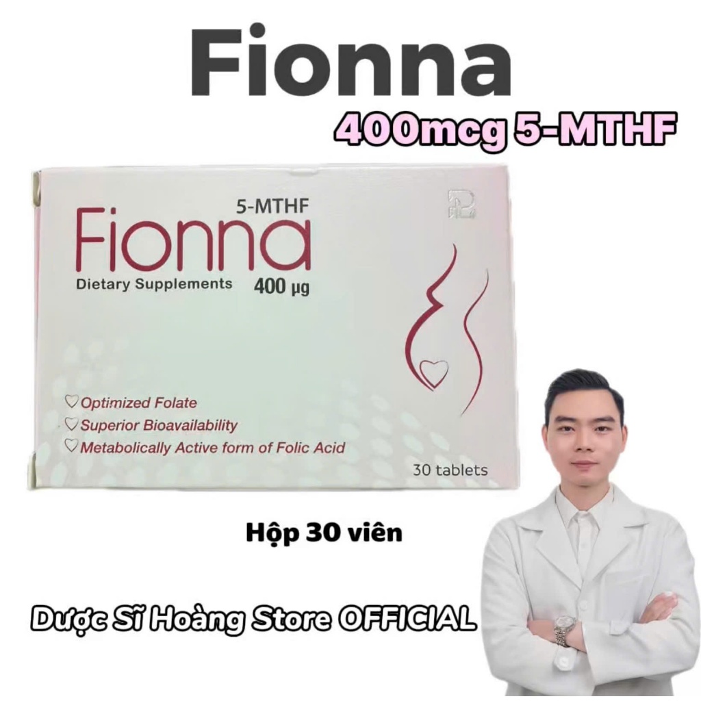 Viên Uống Fionna 5-MTHF Bổ Sung Acid Folic Dưới Dạng 5-MTHF Hộp 30 Viên Cho Phụ Nữ Có Thai Hoặc Thả 