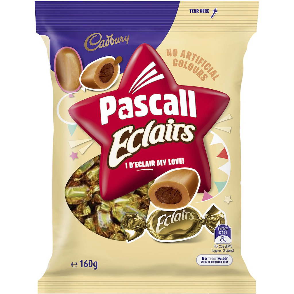 <Hàng Úc > Kẹo Cadbury Pascall Eclairs nhân caramel socola (160g)