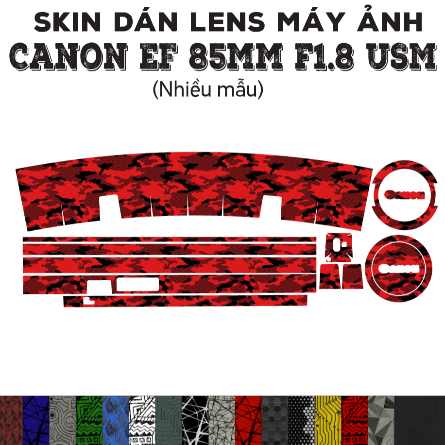 Skin dán Lens Canon EF 85mm f1.8 USM (Nhiều mẫu) | Decal Film 3M dán bảo vệ ống kính máy ảnh 85 mm