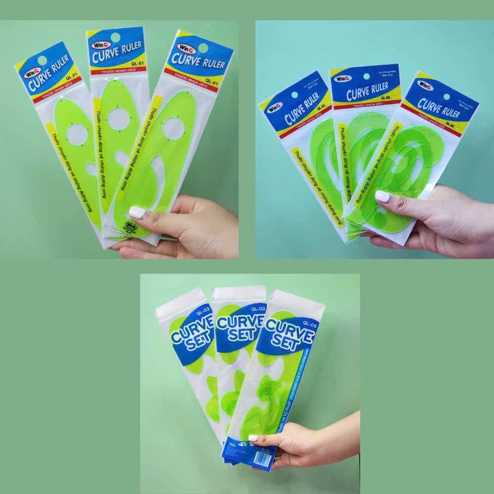 Thước nhựa Parabol WinQ QL-01, chuyên dụng vẽ đồ thị, đường cong, đồ họa QL-01, QL-02, QL-03