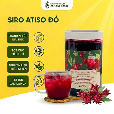 Siro Atiso Đỏ  (Hũ 1kg) - Nước Cốt Hoa Atiso Đậm Đặc, Giòn Ngon, Thanh Nhiệt Tự Nhiên