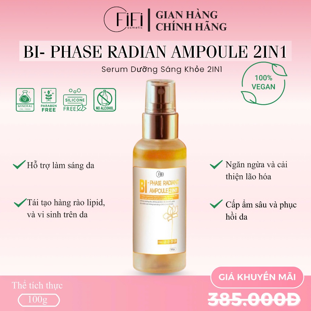 1 chai Siêu Tinh Chất Dưỡng Trắng & Trẻ Hoá Da 2IN1| Fificosmetic | 100gr