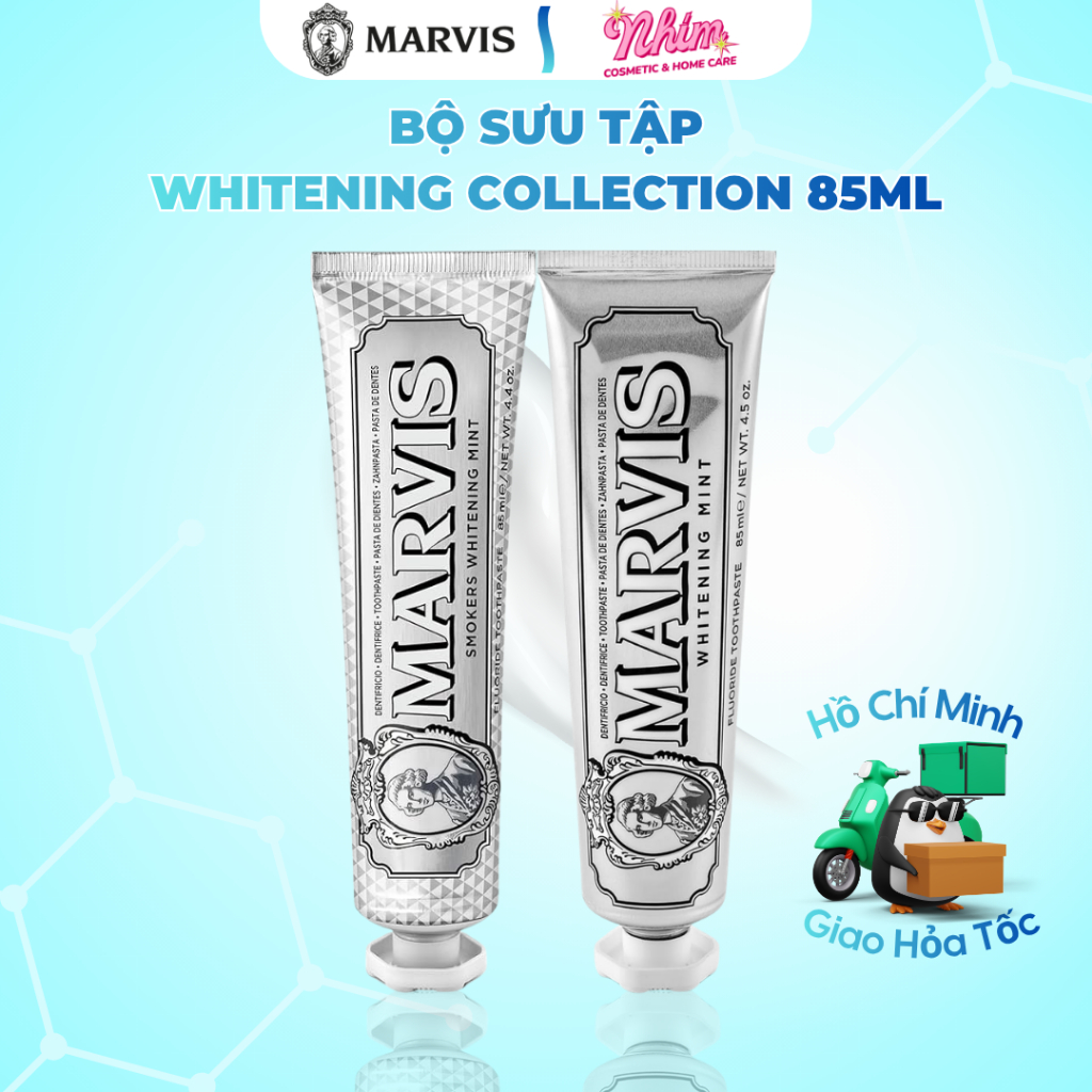 (Chính hãng) Bộ Sưu Tập Kem Đánh Răng Marvis Whitening Collection 85ml (Whitening Mint & Smokers Min