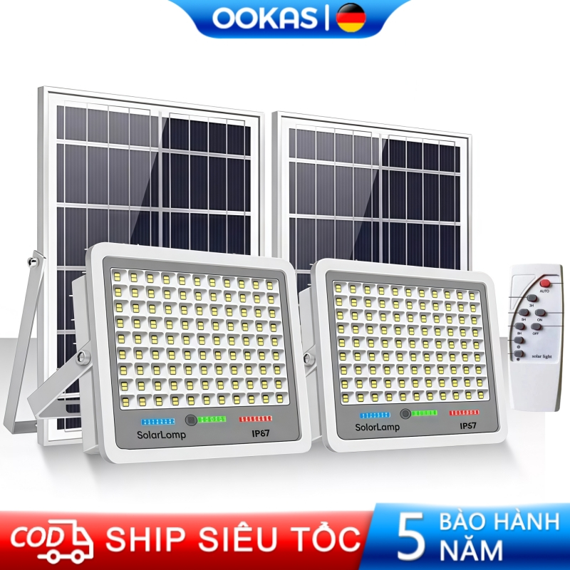 OOKAS Đèn năng lượng mặt trời 4000W Đèn Led Chống Lóa Cao Cấp IP67 Thời gian chiếu xạ lên đến 12 giờ