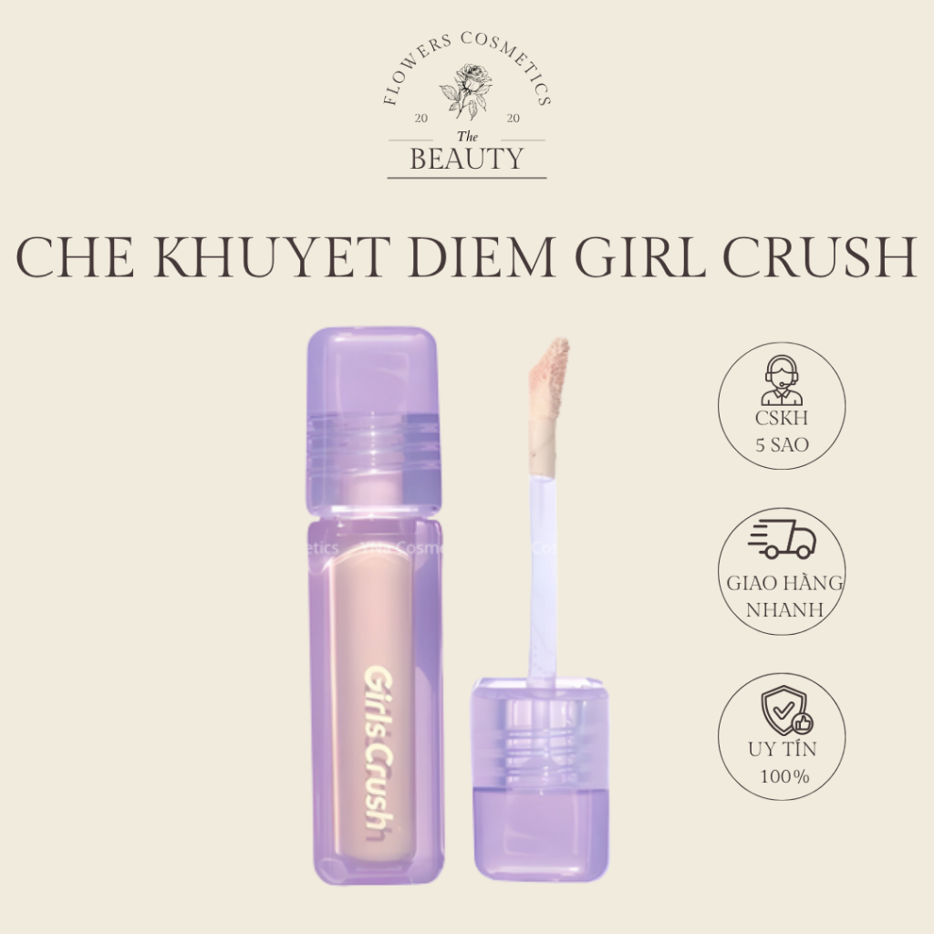 [GIRLS CRUSH] Kem Làm Sáng Che Khuyết Điểm Girls Crush Matte Velvet Concealer Mỏng Mịn 8g - Flower.C