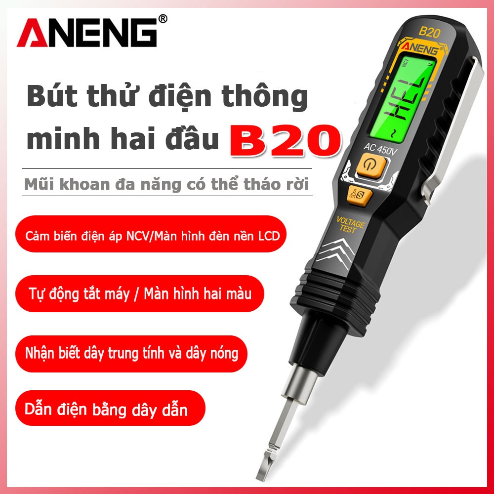 Bút thử điện cách điện ANENG B20 tua vít đầu đôi đa năng tua vít rãnh chéo dụng cụ sửa chữa cầm tay