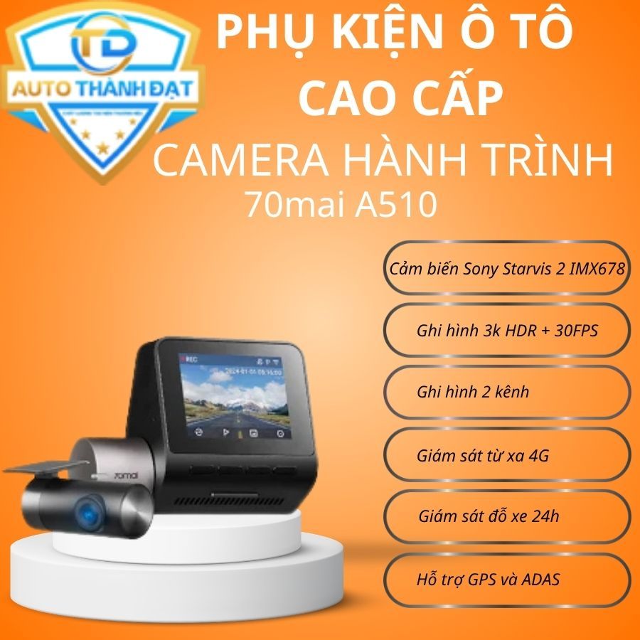 Camera hành trình 70mai A510  - Bản quốc tế, hỗ trợ Tiếng Việt, BH 12 tháng