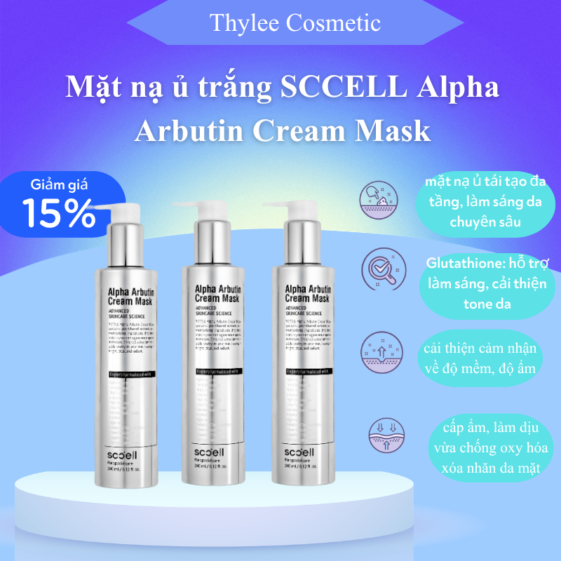 Mặt Nạ Dưỡng Sáng SCCELL Alpha Arbutin Cream Mask - Kết Cấu Dạng Kem, Dễ Tán, Hỗ Trợ Dưỡng Ẩm Và Phụ