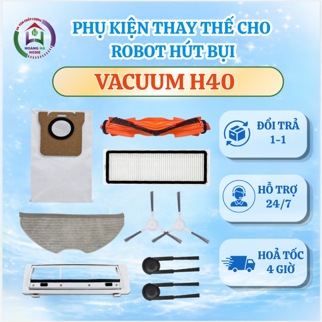 Phụ kiện tương thích cho robot hút bụi Vacuum H40 - Phụ kiện thay thế cho robot hút bụi lau nhà vacu