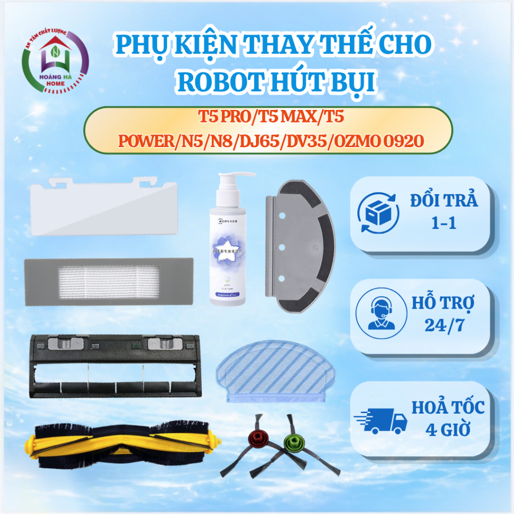 Phụ kiện thay thế cho robot hút bụi T5 N5 N8 ozmo 920 - Phụ kiện robot hút bụi lau nhà Deebot T5 N5 