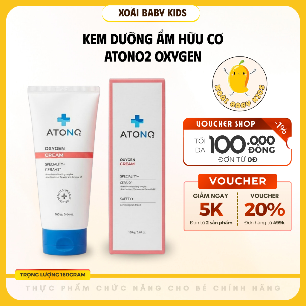 Kem dưỡng ẩm Atono2 Cream cho bé 160g dưỡng ẩm sâu làm dịu da nhạy cảm chàm eczema
