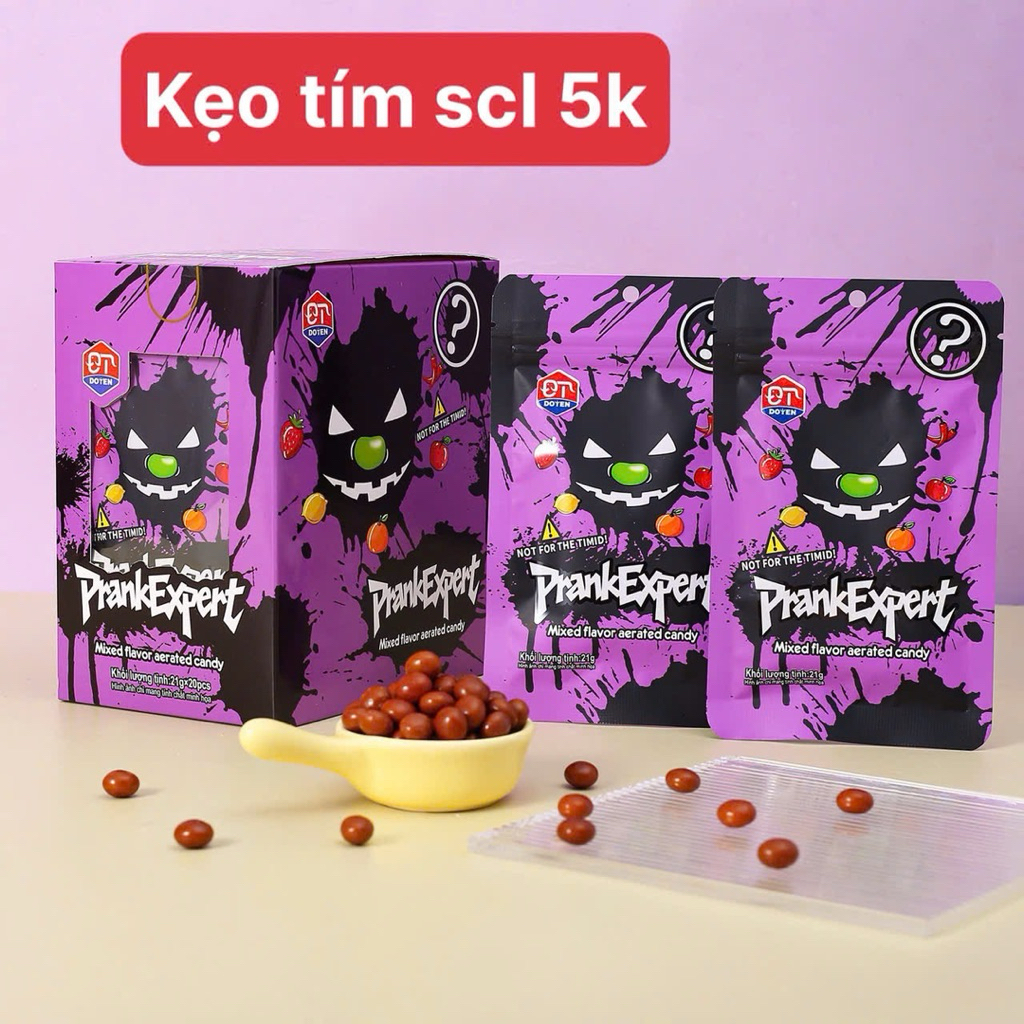 PrankExpert Hộp 20 Gói Kẹo Tím Bí Ẩn Hương Vị Siêu Ngon SCL 5K - Kẹo Tím Siêu Ngon