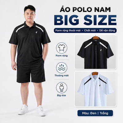 Áo Polo Nam Bigsize 80-140KG AKYOO Cao Cấp Cotton Co Giãn, Thâm Hút Mồ Hôi, Áo Polo Bigsize- PL TT TRANG , TT LOGO