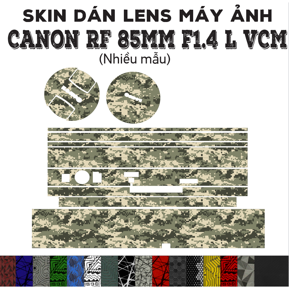 Skin dán Lens Canon RF 85mm f1.4 L VCM (Nhiều mẫu) | Decal Film 3M dán bảo vệ ống kính máy ảnh 85 mm