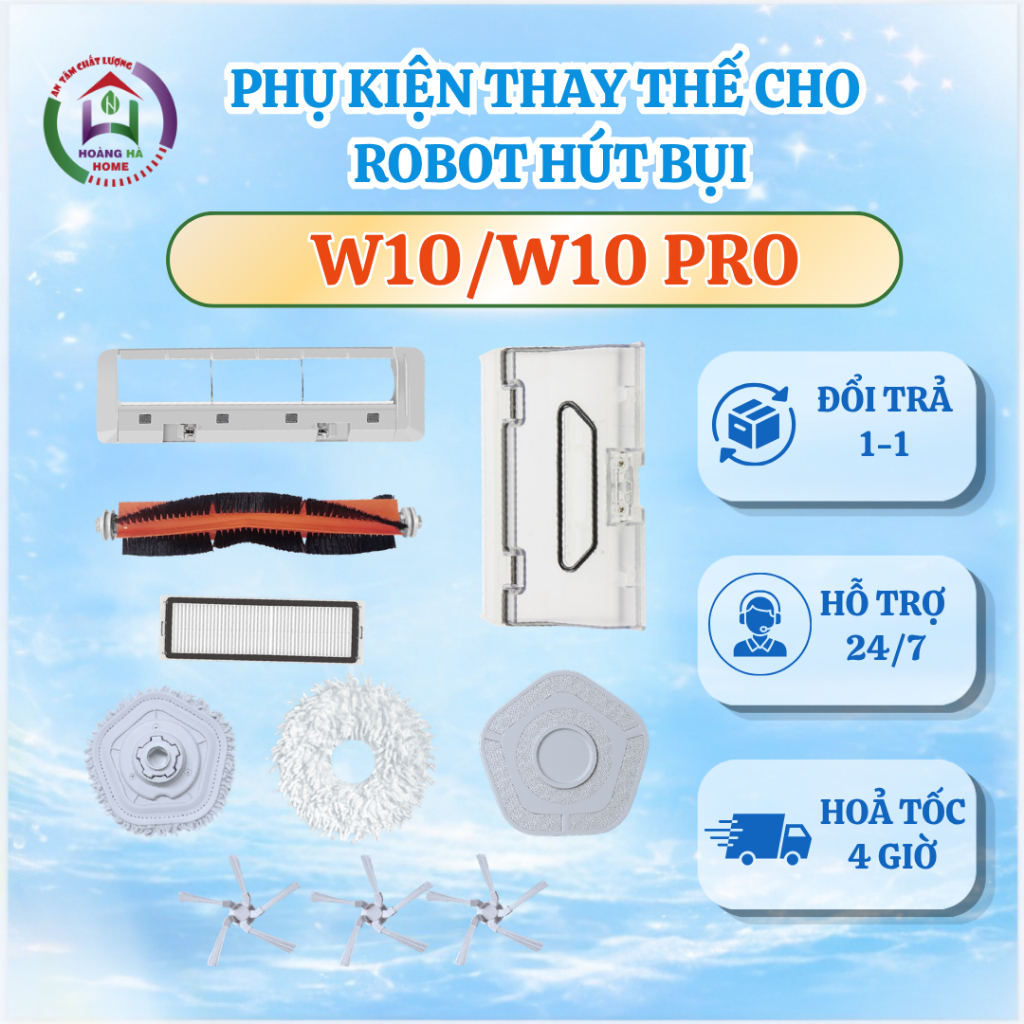 Phụ kiện tương thích cho robot hút bụi Dreame W10, W10 Pro - Phụ kiện thay thế robot hút bụi lau nhà