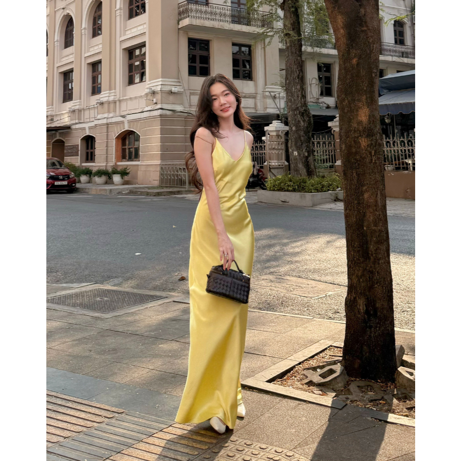 Đầm Lụa Hai Dây Cổ V Hở Lưng La Boutique SS26 - DD006-2604LAT | BigBuy360 - bigbuy360.vn