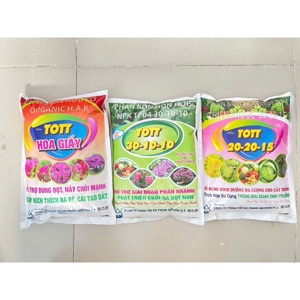 Combo Phân hoa giấy TOTT 1kg + Phân TOTT 30-10-10 1kg + Phân TOTT 20-20-15 1kg