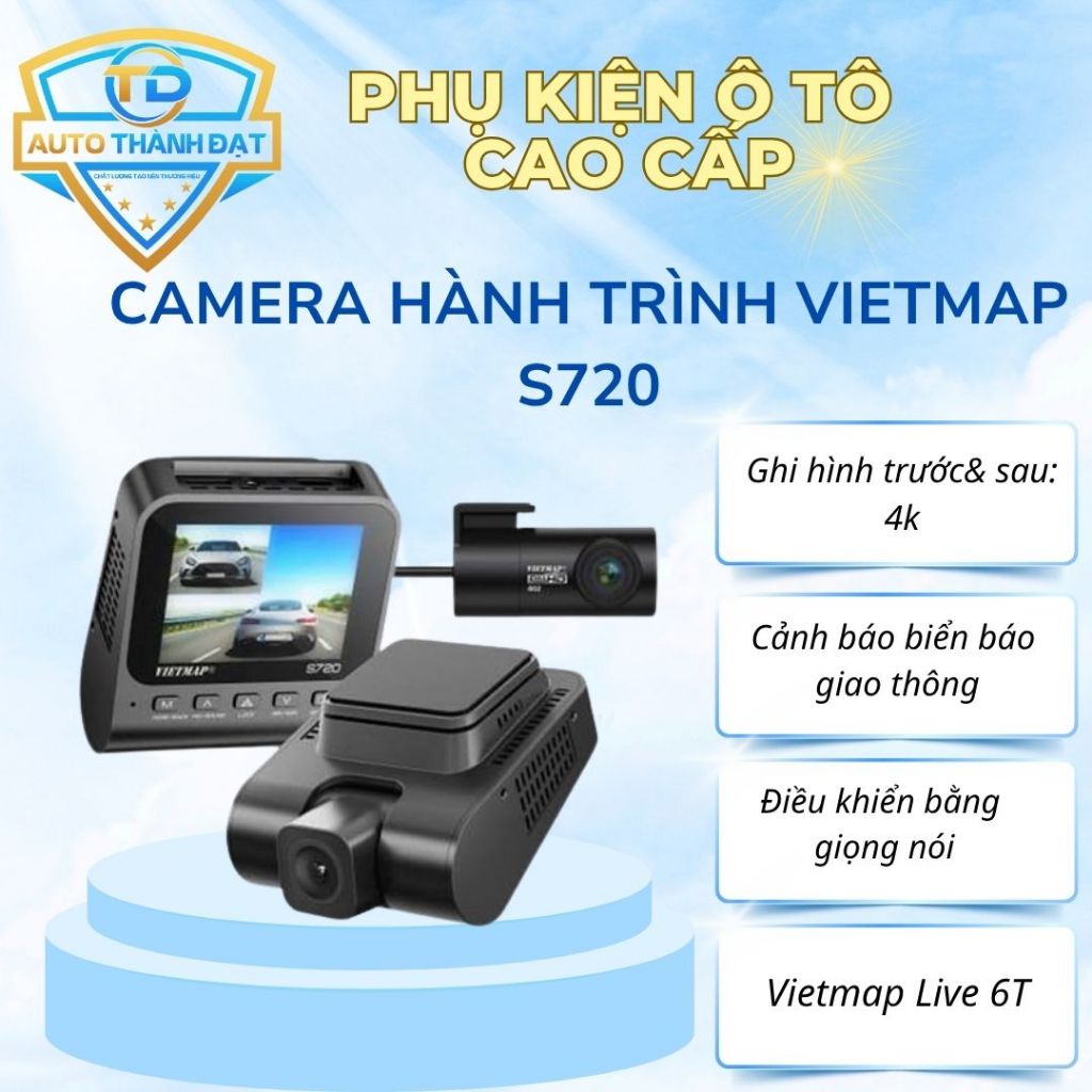 CAMERA HÀNH TRÌNH VIETMAP S720, CẢNH BÁO GIAO THÔNG VĨNH VIỄN, Tặng VIETMAP LIVE PRO, GHI HÌNH 4K,..
