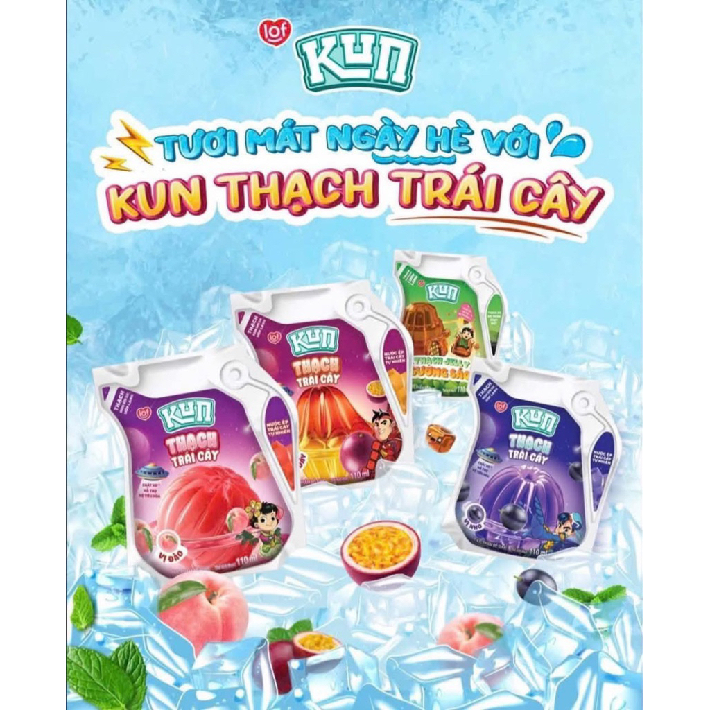 Thùng SỮA KUN THẠCH-🍀sữa Kun thạch trái cây túi 110ml🍀