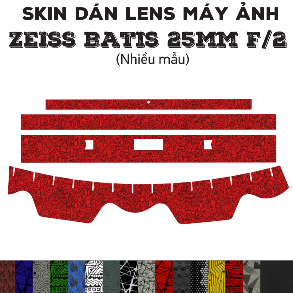 Skin dán Lens ZEISS Batis 25mm f2 (Nhiều mẫu) | Decal Film 3M dán bảo vệ ống kính máy ảnh 25 mm