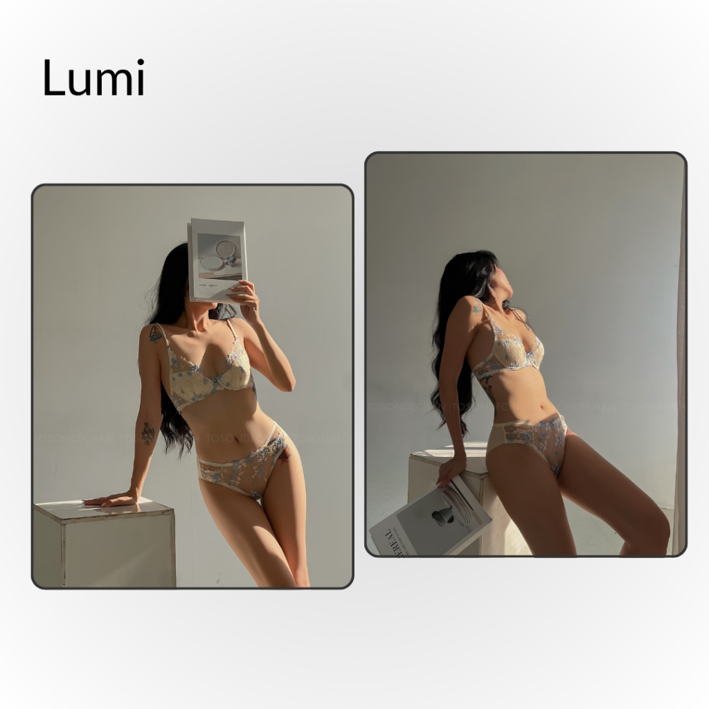 Bộ Đồ Lót Thiết Kế LUMI Ren Thêu Hoa Xinh Xắn, Mút Mỏng May Liền TOSONDECHAN (Hình Thật - Che Tên Sản Phẩm) | BigBuy360 - bigbuy360.vn