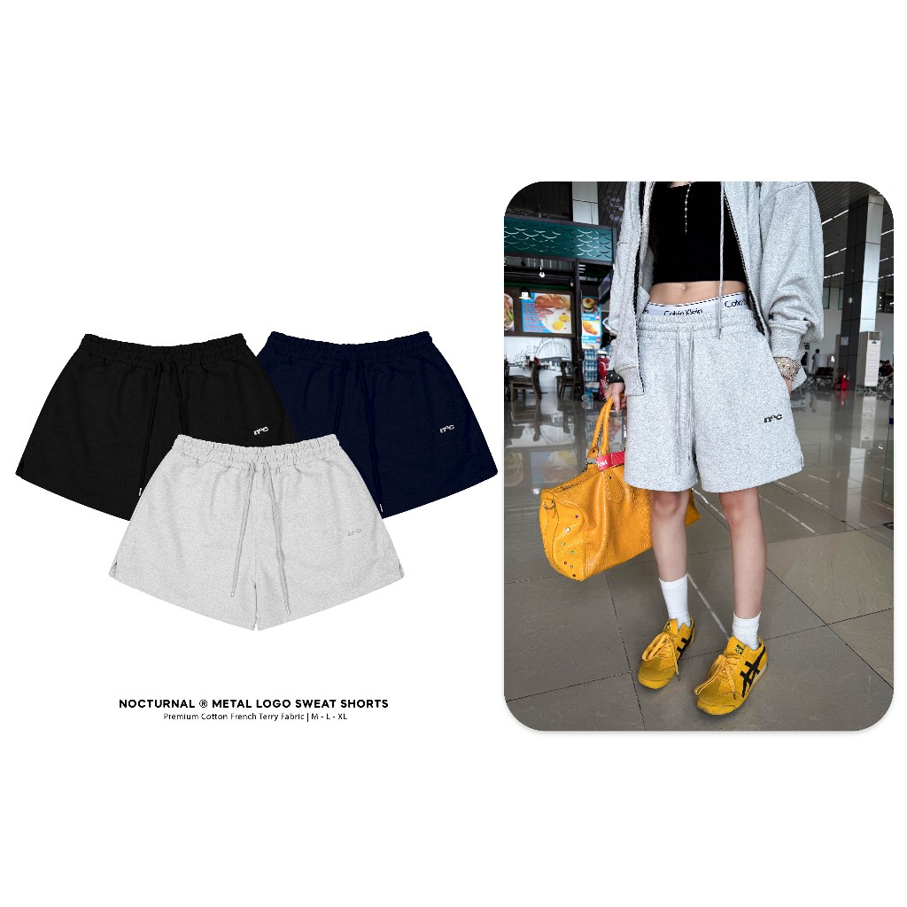 Quần Short Form Ngắn Trên Gối NOCTURNAL Metal Logo Sweat Shorts Nỉ Chân Cua 450gsm Unisex Nam Nữ Local Brand | BigBuy360 - bigbuy360.vn