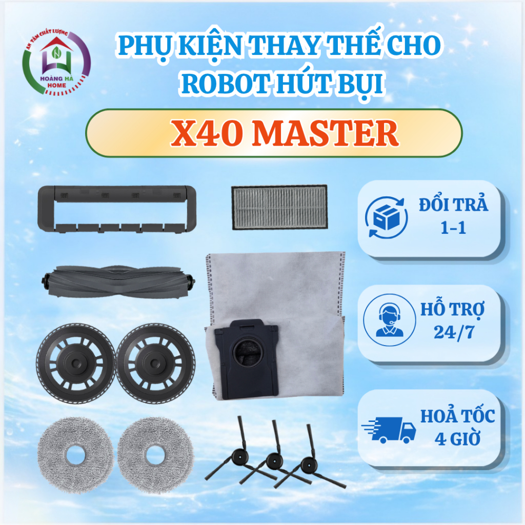 Phụ kiện tương thích cho Robot Hút Bụi Dreame X40 Master - Phụ kiện robot hút bụi lau nhà X40 master