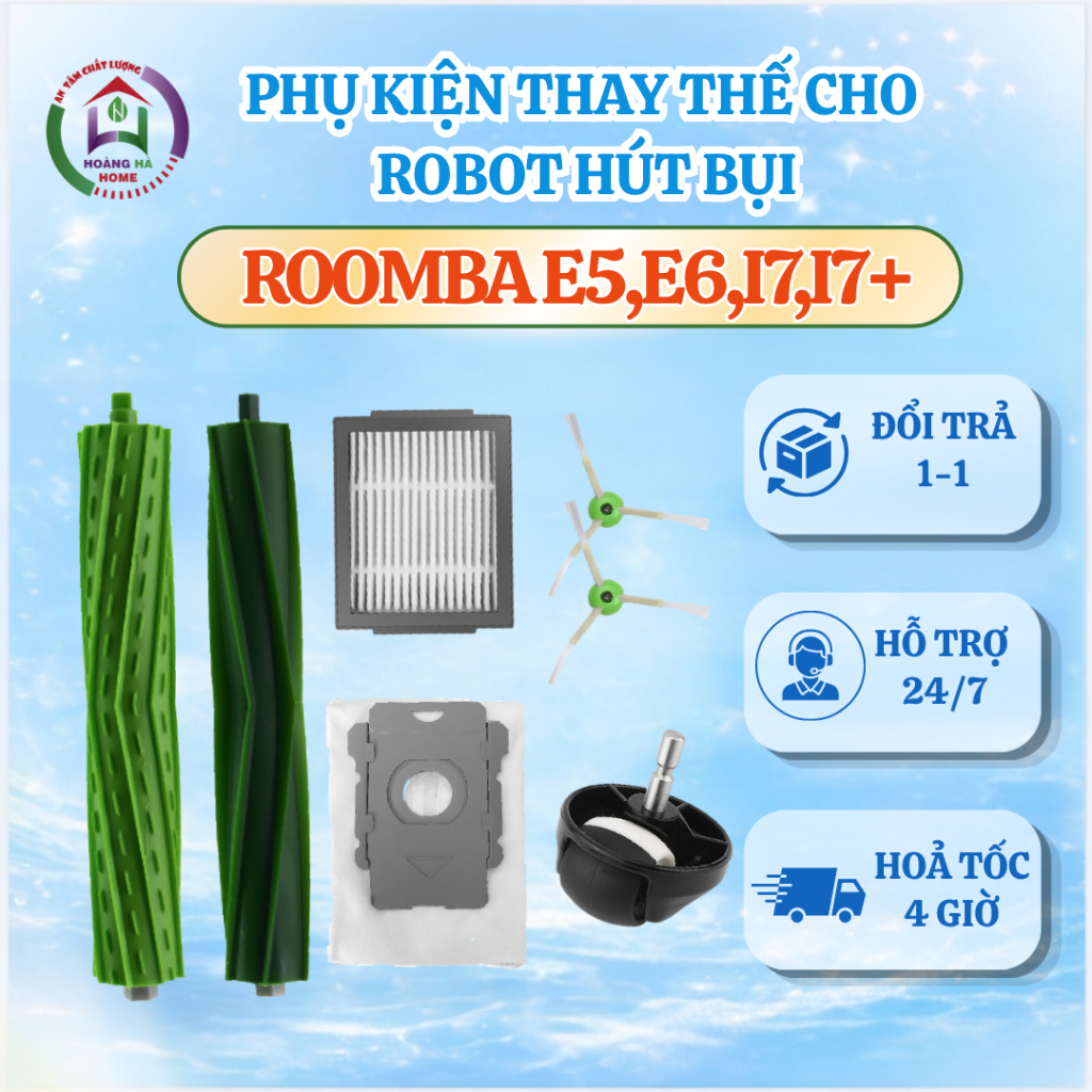 Phụ kiện thay thế cho robot hút bụi iROBOT ROOMBA E5/ E6/ I7/ I7+, Phụ kiện robot roomba E5,E6,I7,I7