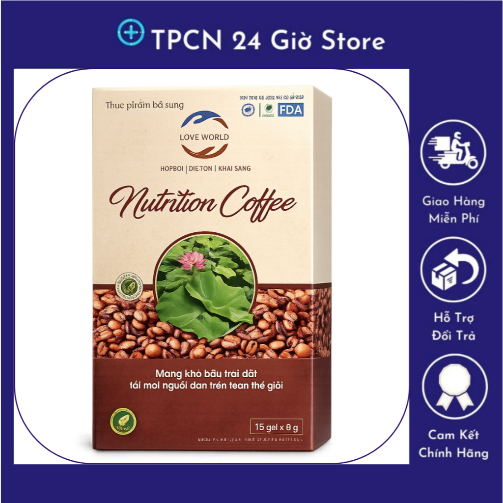 Combo 5 Hộp Cà Phê Love World Nutrition - Hộp 15 gói
