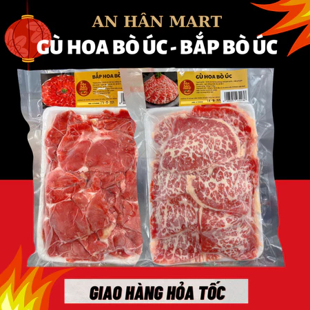 [Laifarm] COMBO 2 Gói Gù hoa bò Úc, Bắp hoa bò Úc, ba chỉ bò Mỹ TPFood 500g