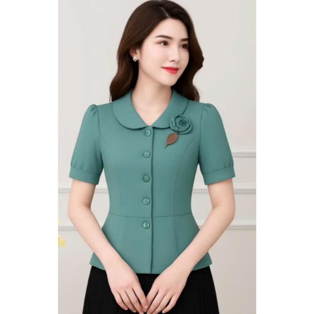 ÁO KIỂU TÔN DÁNG TAY NGẮN CHUẨN HÌNH ĐỦ SIZE J21
