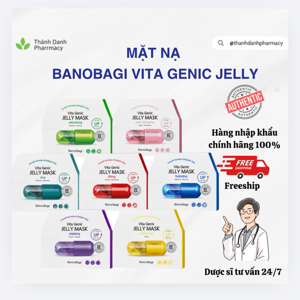 Mặt Nạ BANOBAGI Vita Genic Mask  & Stem Cell Vitamin Mask 30g ( 1 Hộp / 10 miếng)