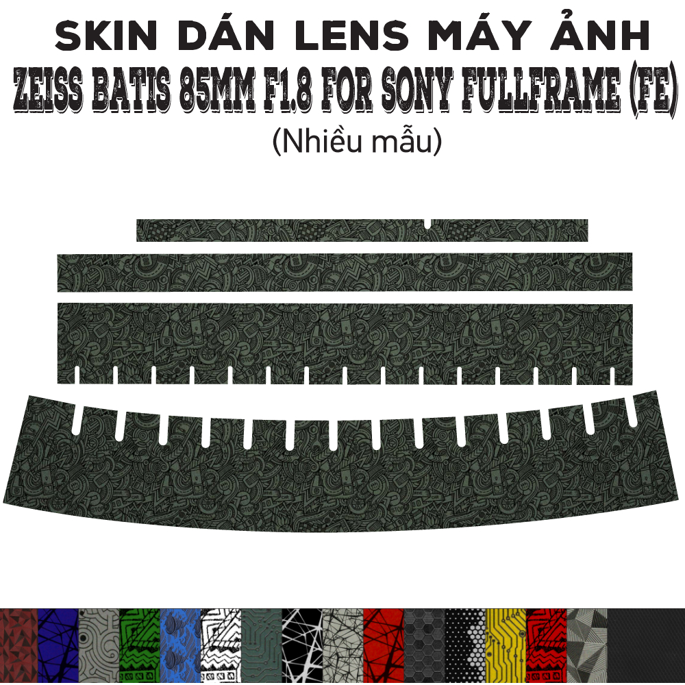 Skin dán Lens Zeiss Batis 85mm f1.8 For Sony (Nhiều mẫu) | Decal Film 3M dán bảo vệ ống kính máy ảnh