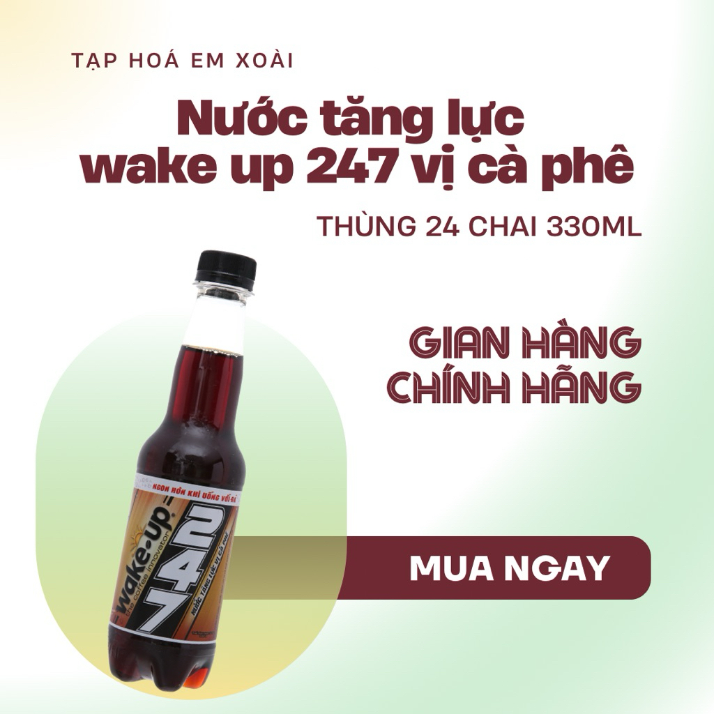 [ Nước Tăng Lực ] Thùng 24 Chai Nước Tăng Lực Wake-up 247 Vị Cà Phê 330ml