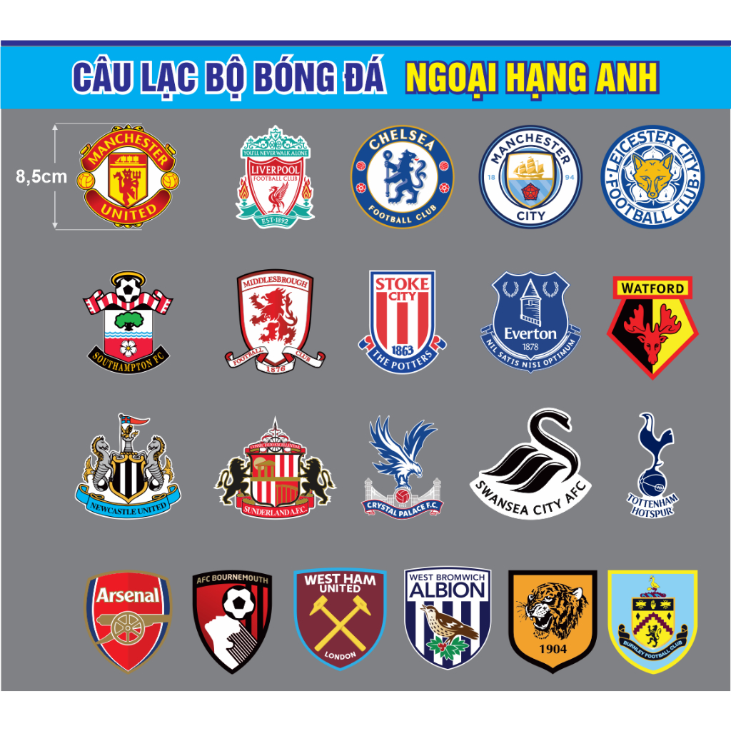1 TEM LOGO CÂU LẠC BỘ BÓNG ĐÁ NGOẠI HẠNG ANH PREMIER LEAGUE LIVERPOOL MU MAN CITY CHELSEA ARSENAL. S