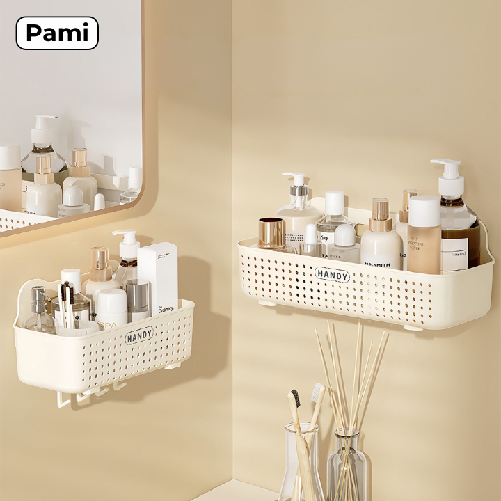 Kệ Nhà Tắm Dán Tường Không Khoan PAMI HOME, Kệ Đựng Mỹ Phẩm Có Lỗ Thoát Nước, Gọn Gàng Tiện Lợi