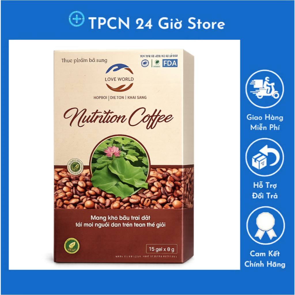 Cà phê Love World Nutrition Coffee chính hãng ( Hộp 15 gói )
