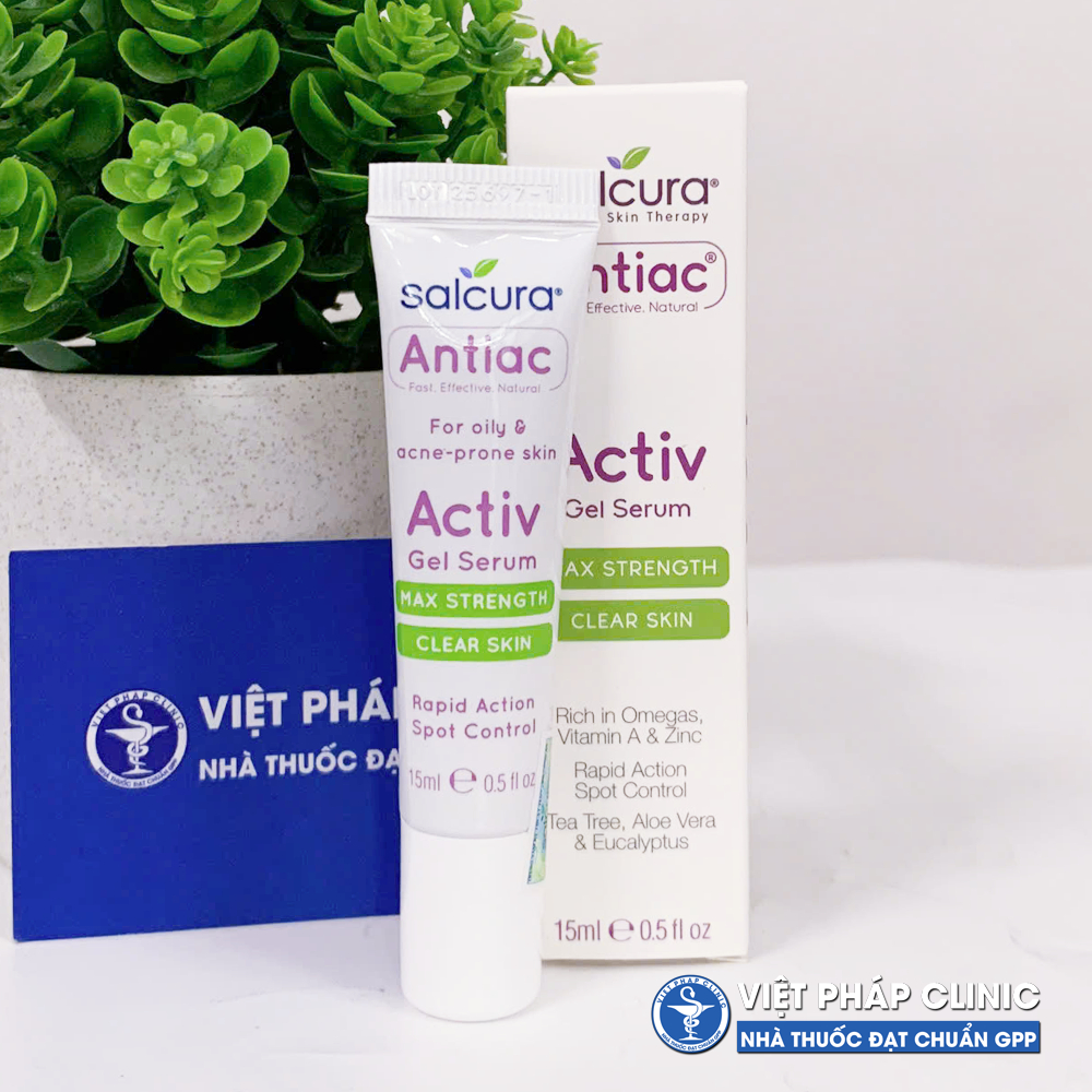 Gel Serum Chấm Mụn Salcura Antiac Activ Giảm Bóng Da Dầu, Se Khít Lỗ Chân Lông 15ml