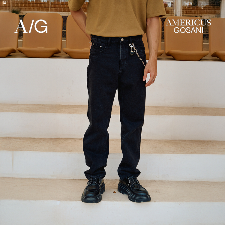 AG68 Quần Jeans Americus Gosani Form Suông Màu Đen