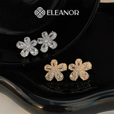 Bông tai nữ chuôi bạc 925 Eleanor Accessories hình hoa đính đá phụ kiện trang sức khuyên tai 11793