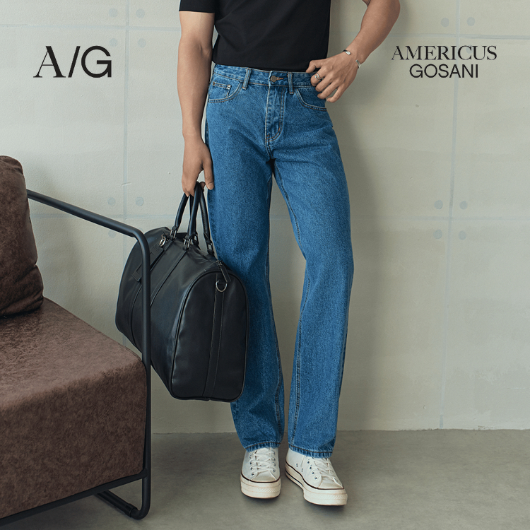 AG67 Quần Jeans Americus Gosani Form Suông Màu Xanh Đậm