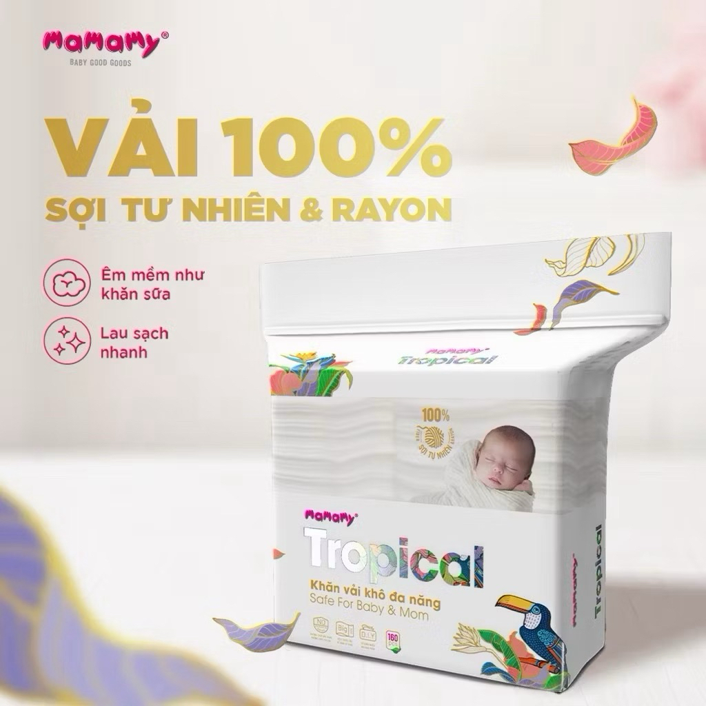 Khăn vải khô đa năng Mamamy Tropical 160 tờ