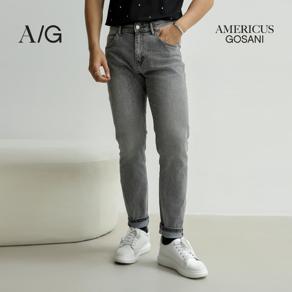 Quần Jean Nam Form Slimfit Americus Gosani Trơn Cao Cấp AG65