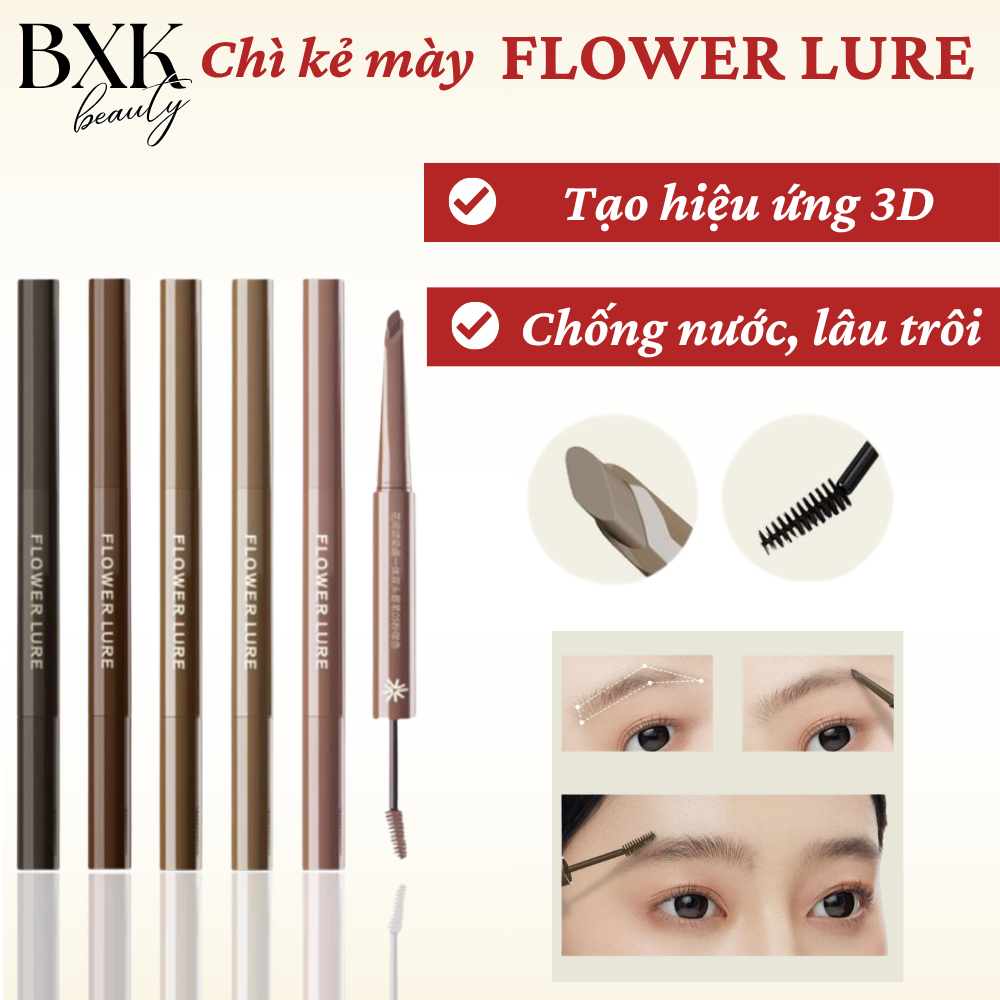 Chì Kẻ Mày Flower Lure, Chì Kẻ Mày 2 Đầu Flower Lure Chống Nước, Lâu Trôi BXK Beauty