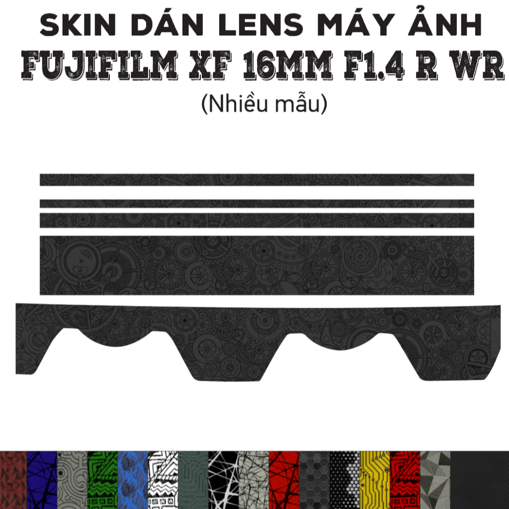 Skin dán Lens Fujifilm XF 16mm f1.4 R WR (Nhiều mẫu) | Decal Film 3M dán bảo vệ ống kính máy ảnh 16 