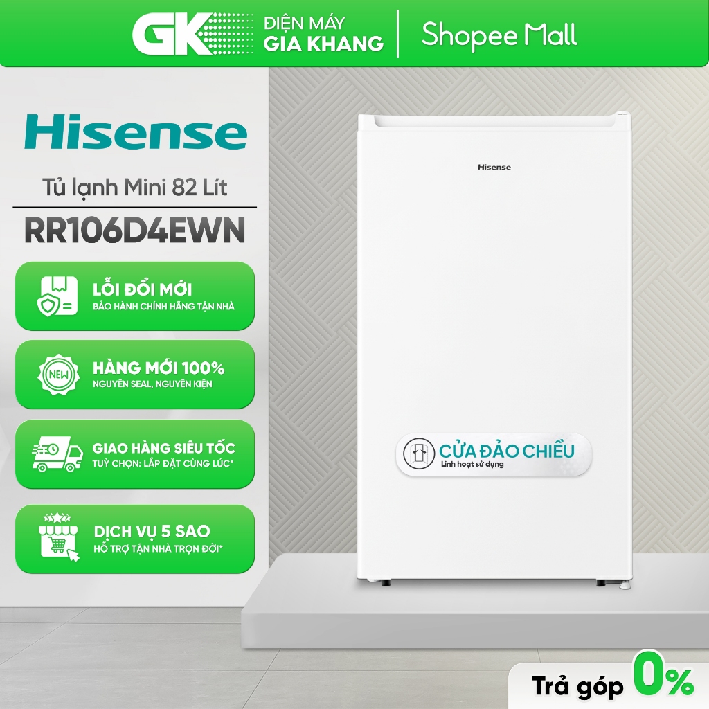 RR106D4EWN | HR08DW Tủ Lạnh Hisense 82 Lít Mini - 1 Cánh [Toàn Quốc]