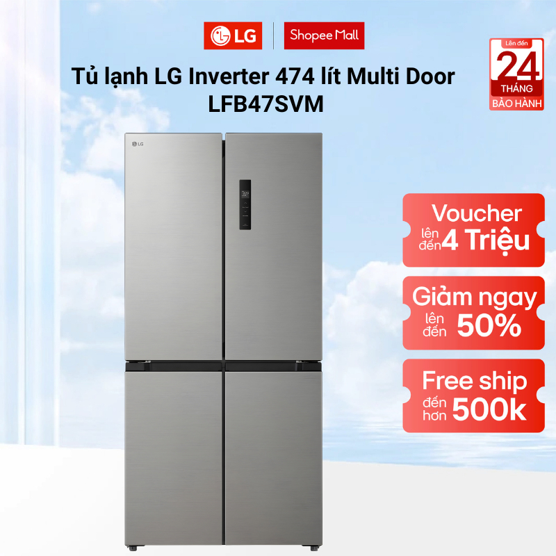 Tủ lạnh LG Inverter 474 lít Multi Door LFB47SVM