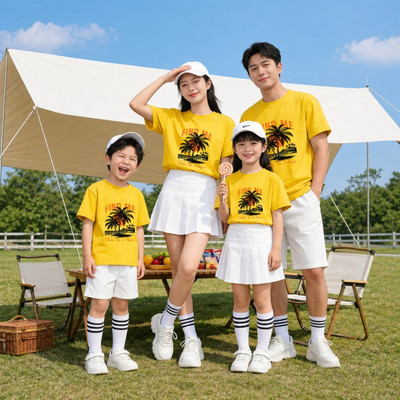 Áo phông gia đình 3,4,5 người Cây dừa Find Me- Áo đồng phục gia đình chất liệu thun cotton size 15-84kg – Mã GĐ3598