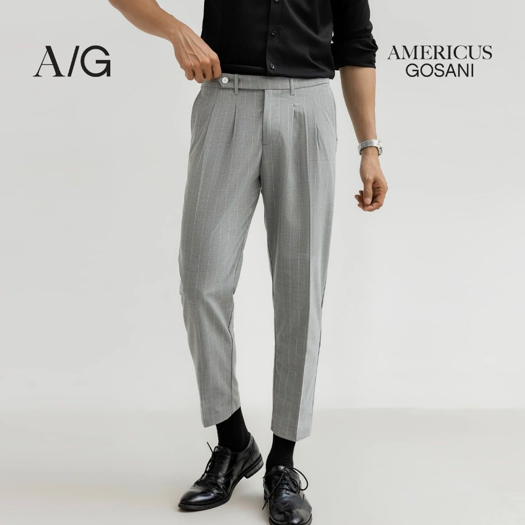 AG003 Quần Tây Americus Gosani P003 Phối Sọc Dọc Màu Xanh Dương Nhạt