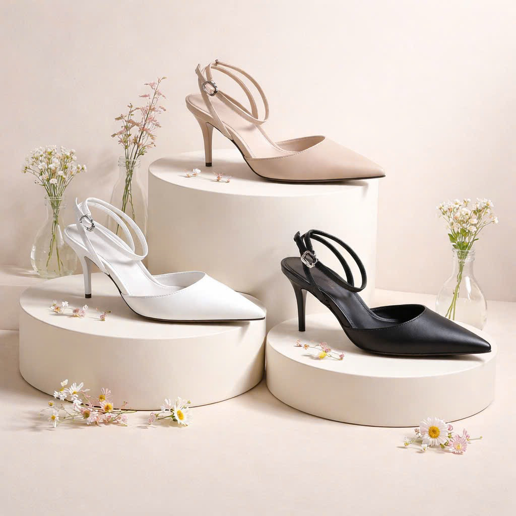 Giày cao gót nữ mũi nhọn gót 8cm DAZZLING SHOES phong cách sang trọng hiện đại SLB75